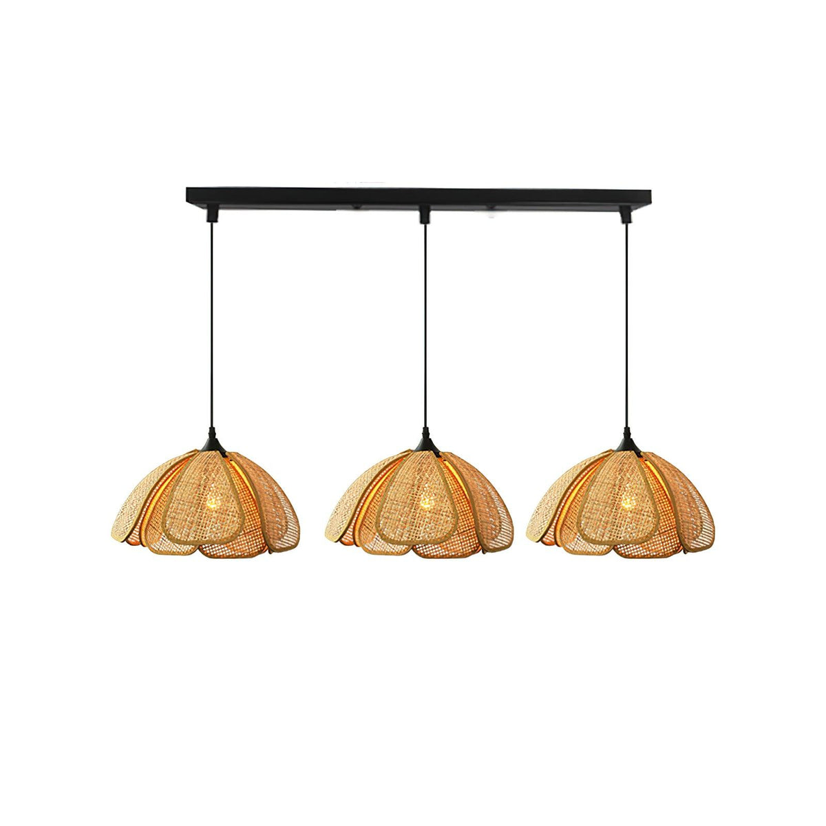Dyor Elegance Bloom Rattan-Stoff-Pendelleuchte