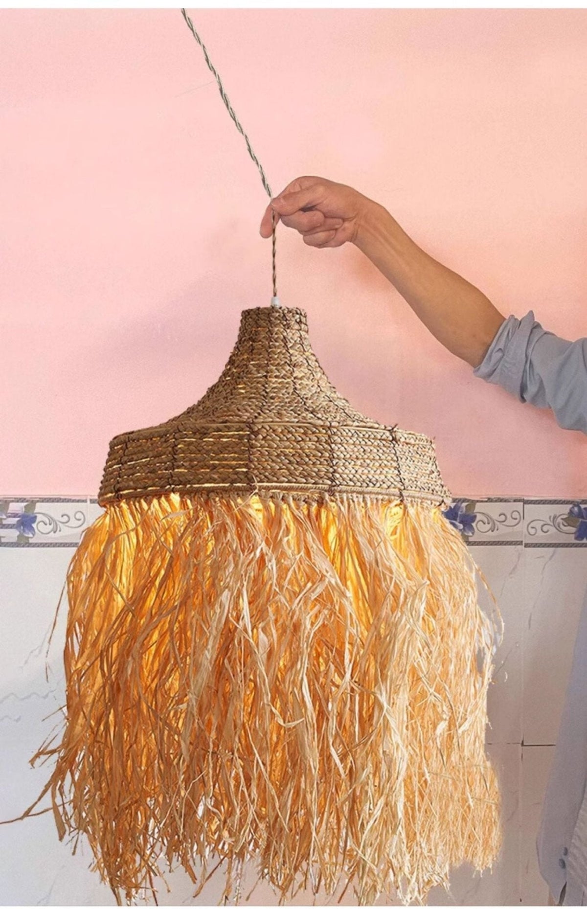 Bohemian Raffia Pendelleuchte