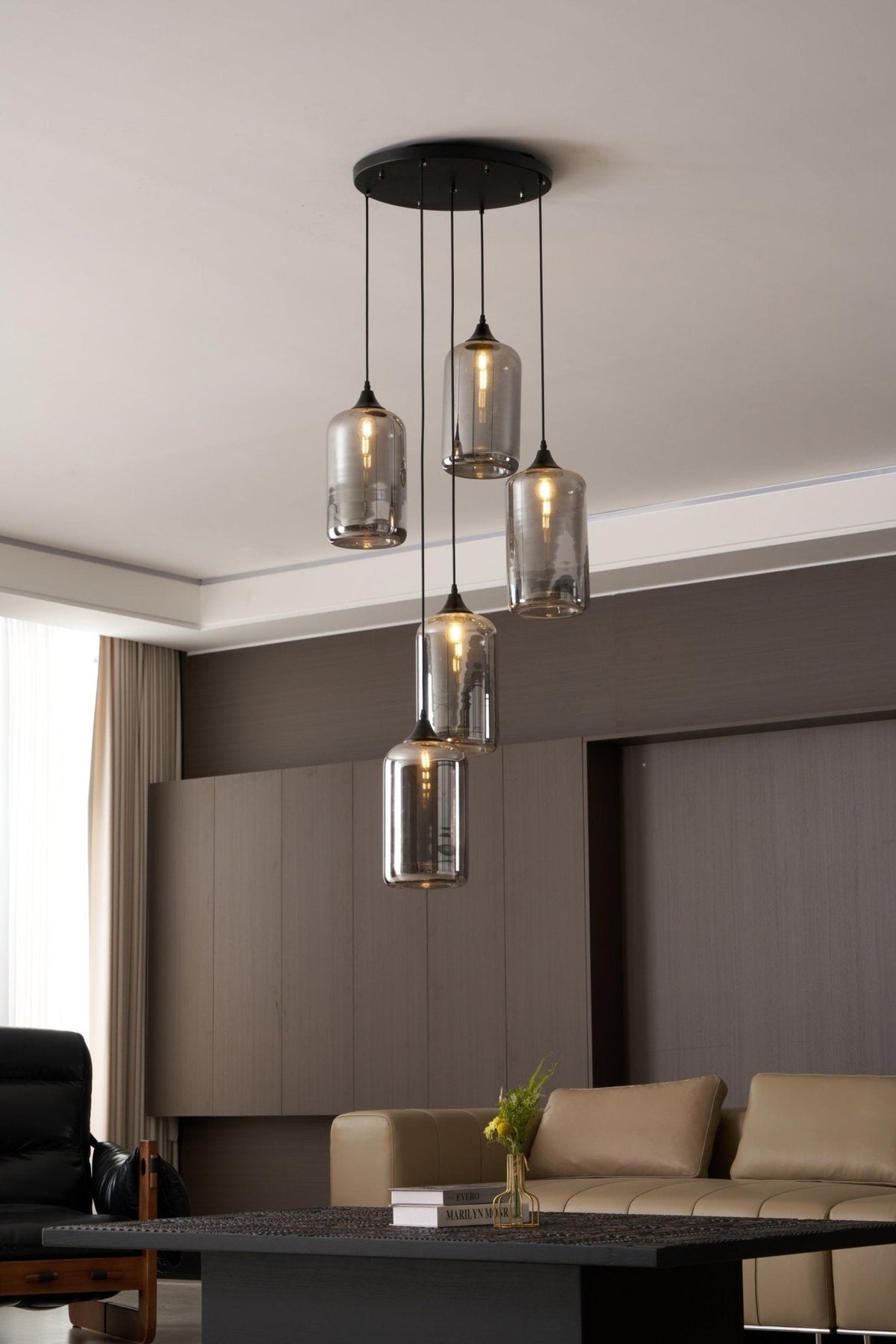 Tevely Pendelleuchte aus Glas im industriellen Chic-Stil