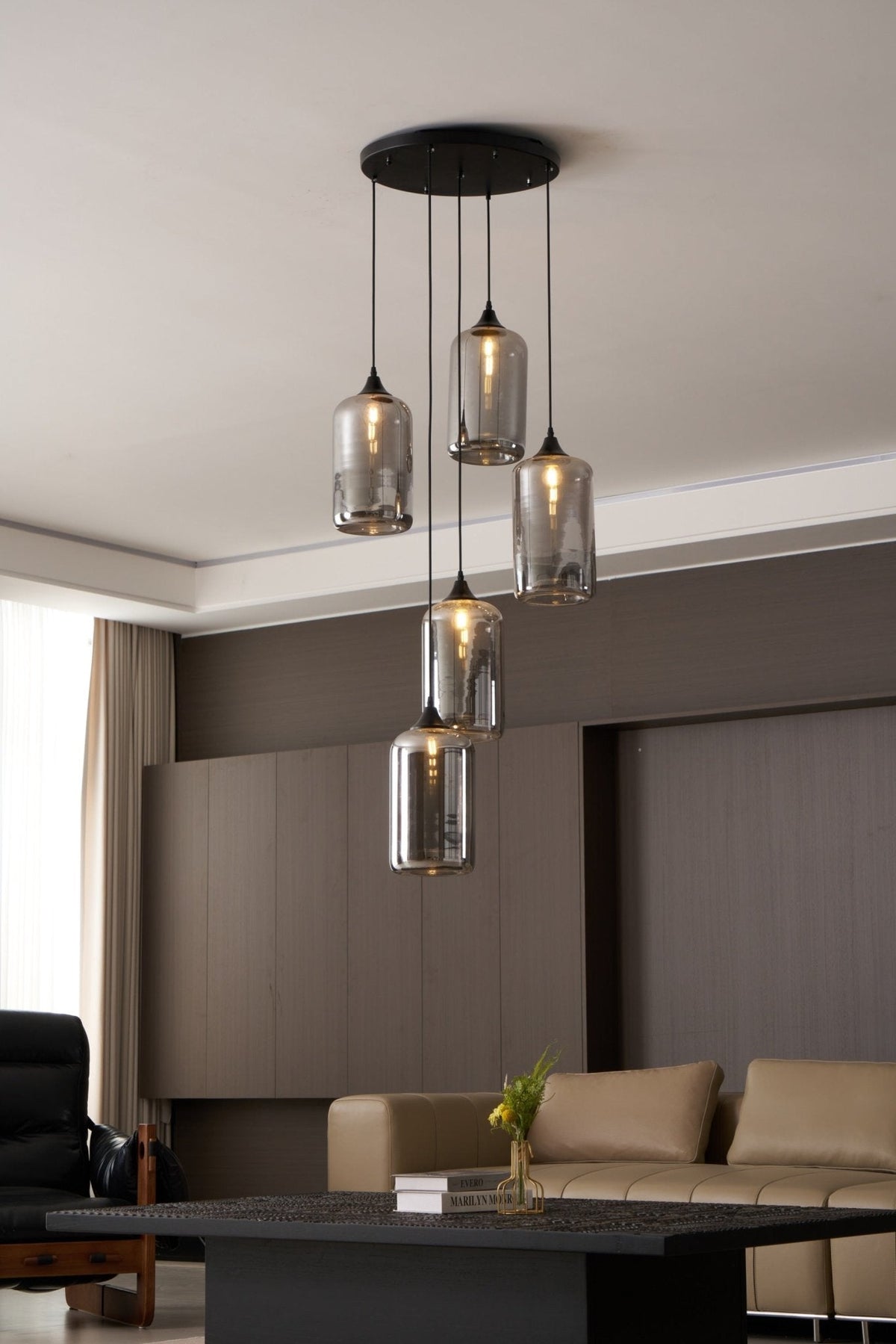 Tevely Pendelleuchte aus Glas im industriellen Chic-Stil