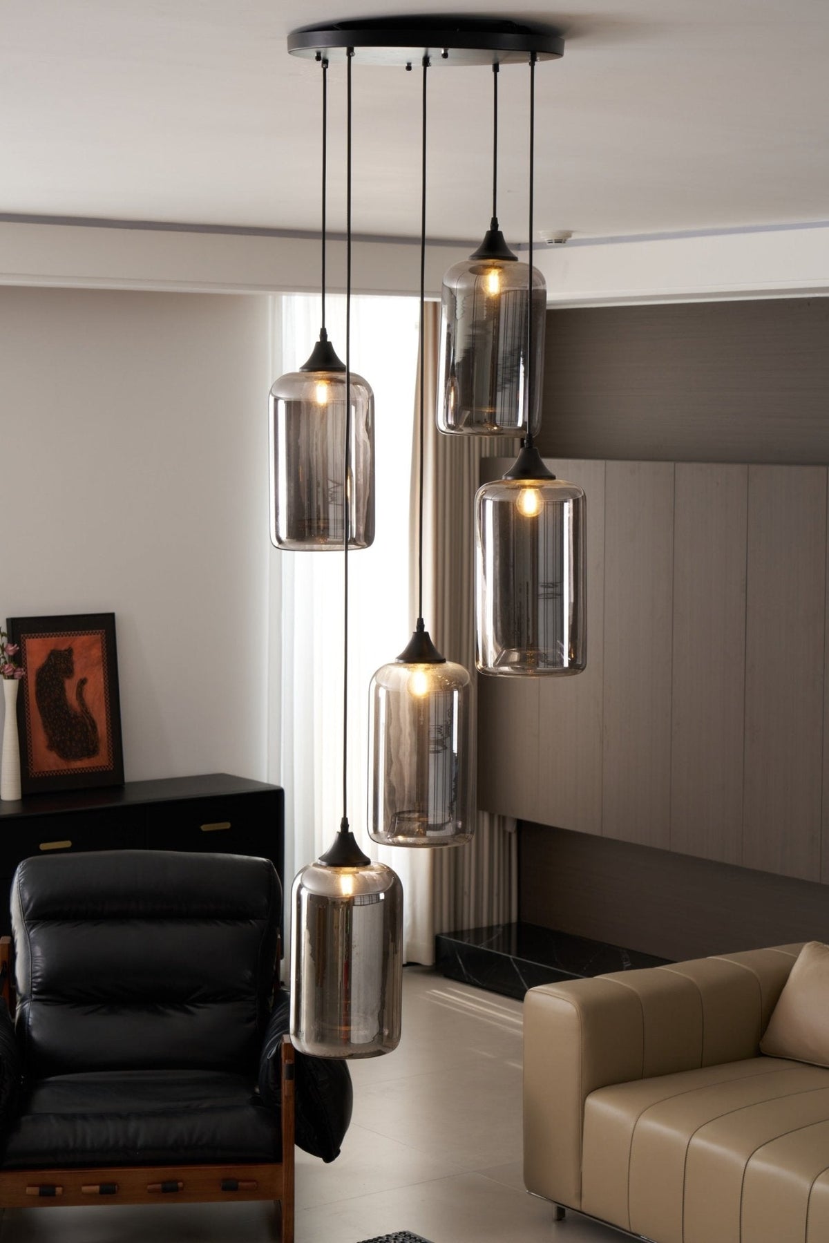 Tevely Pendelleuchte aus Glas im industriellen Chic-Stil