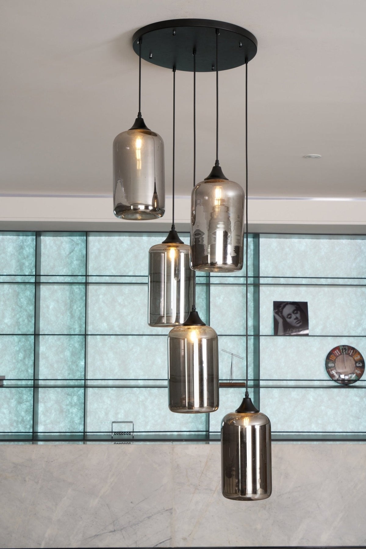 Tevely Pendelleuchte aus Glas im industriellen Chic-Stil