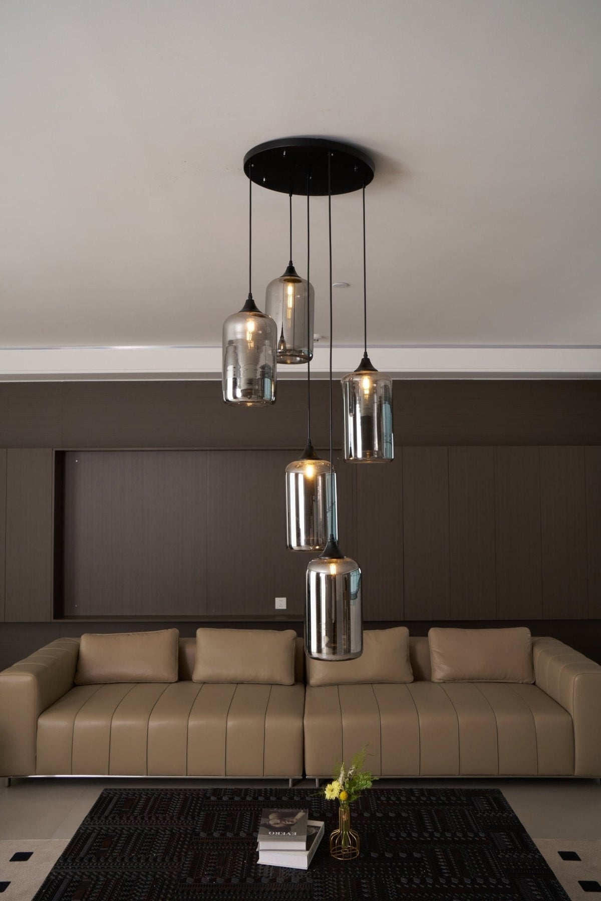 Tevely Pendelleuchte aus Glas im industriellen Chic-Stil
