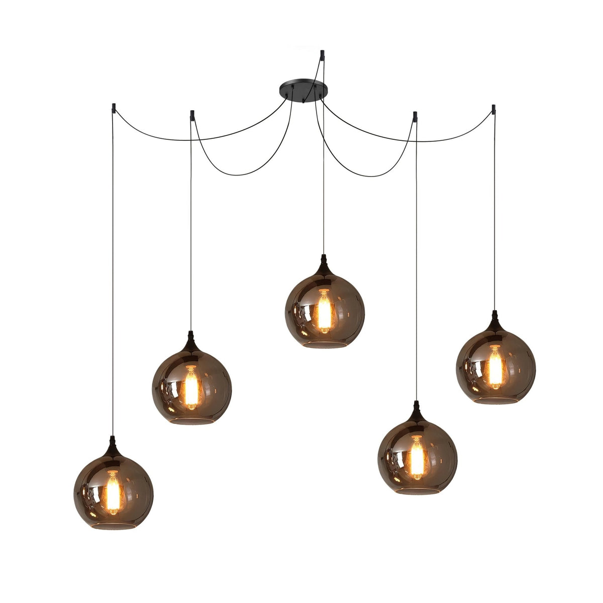 June Minimalistische Flaschen-Glas-Pendelleuchte in Rauchgrau