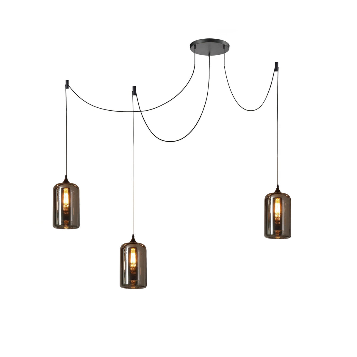 June Minimalistische Flaschen-Glas-Pendelleuchte in Rauchgrau