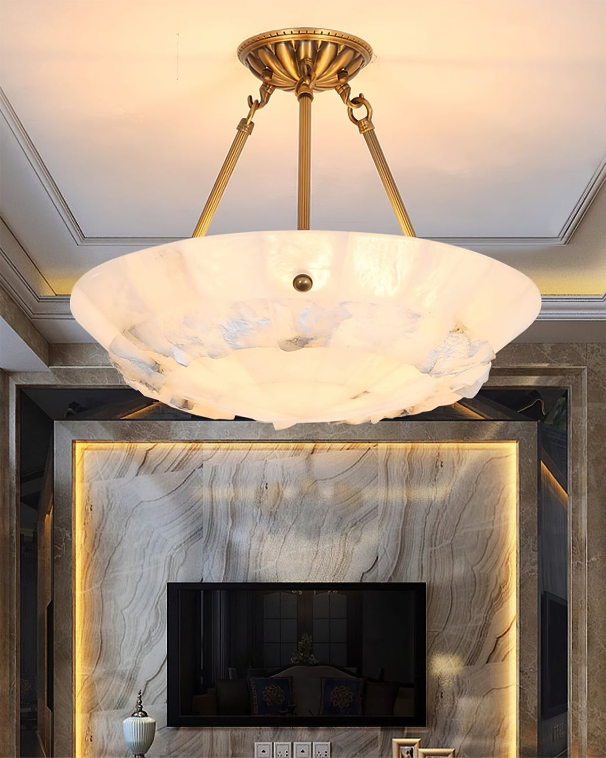 Nomen Pendelleuchte Alabaster Bowl Eleganz