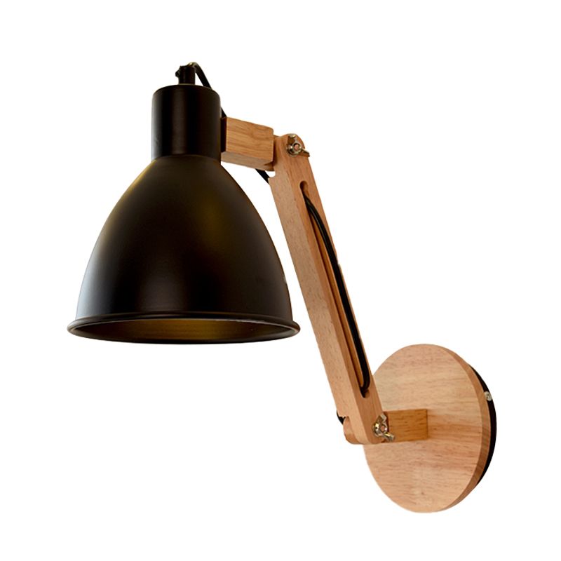 Silva Modern Wandleuchte, Kuppel, Metall/Holz, Schwarz/Weiß, Schlafzimmer