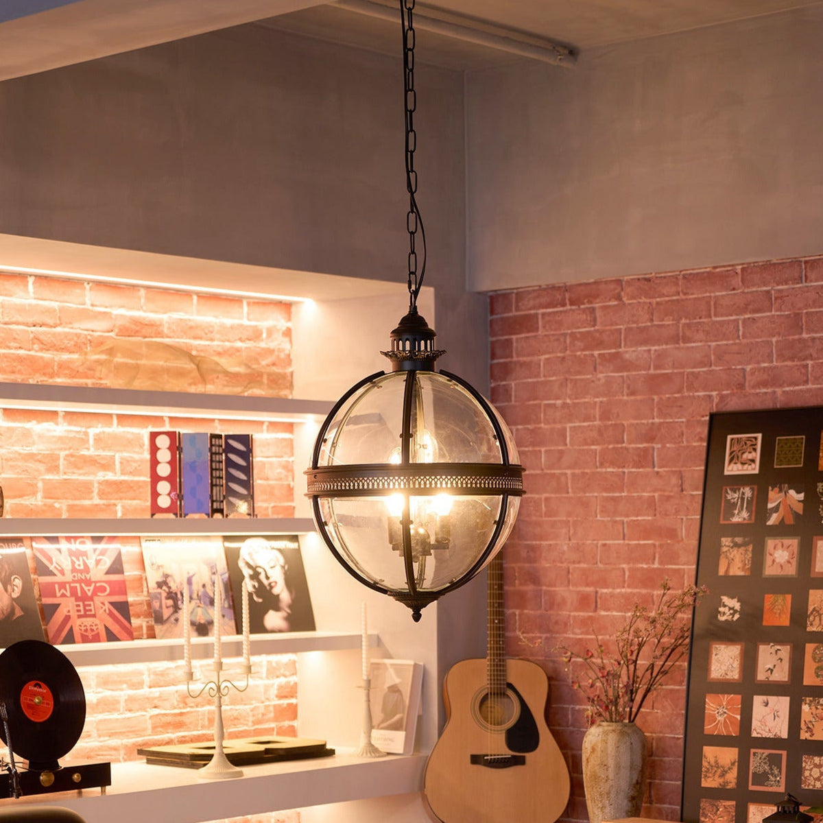 Edward Retro Pendelleuchte aus Glas