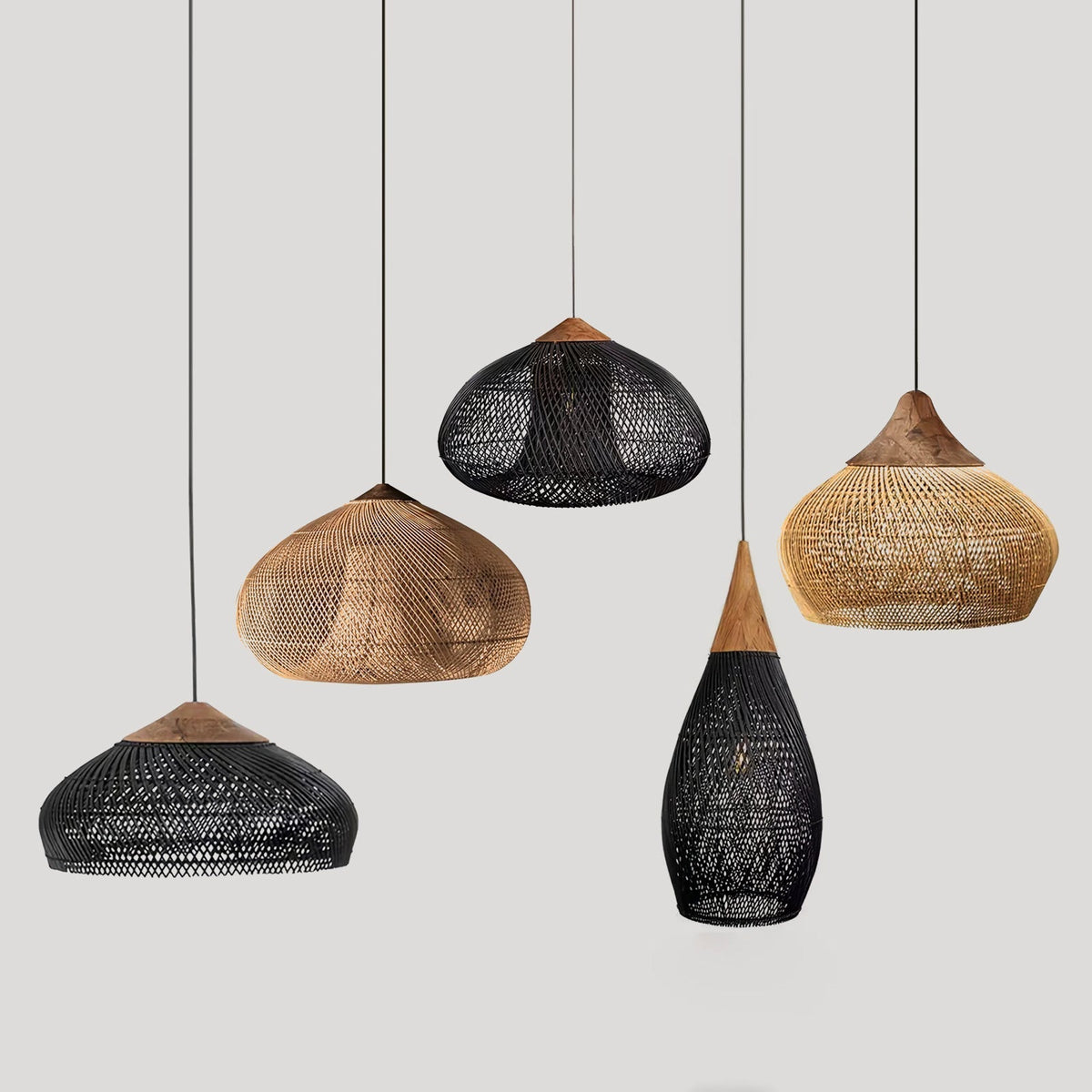 Canirora Pendelleuchte Rattan Swag Geflochten