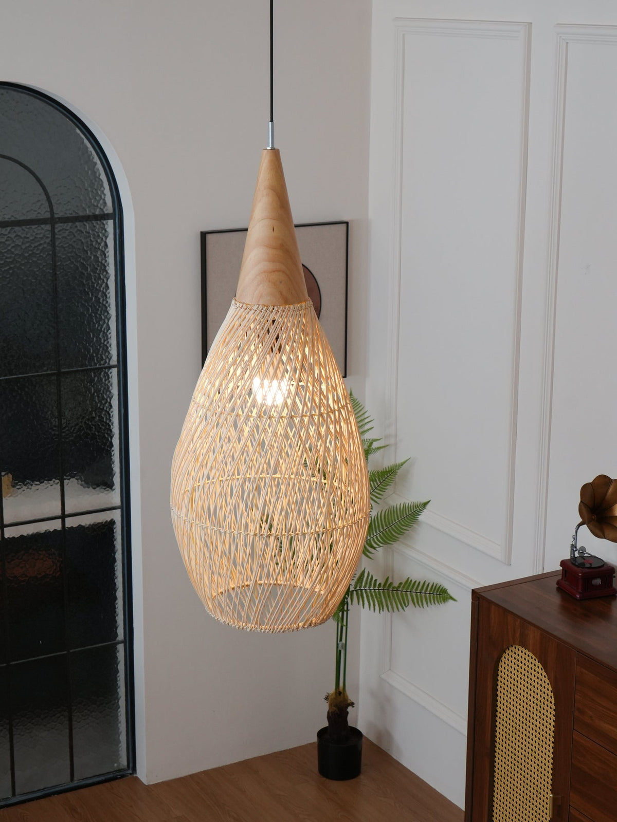 Canirora Pendelleuchte Rattan Swag Geflochten