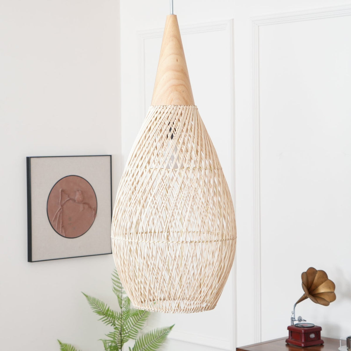 Canirora Pendelleuchte Rattan Swag Geflochten