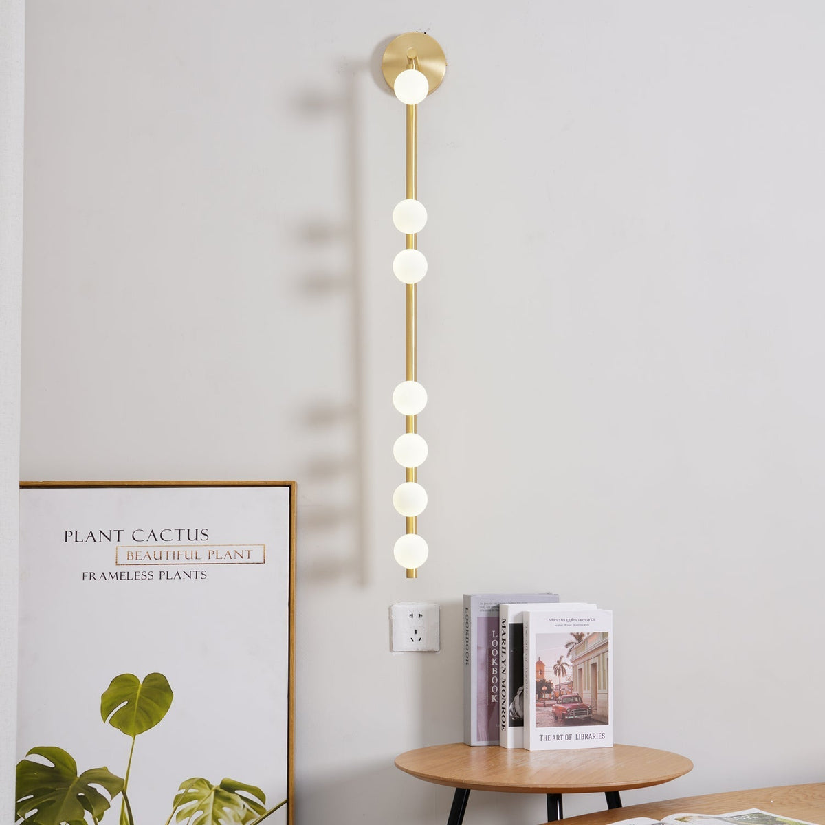 Pamela Röhren-Wandleuchte aus Messing und Glas mit Stecker