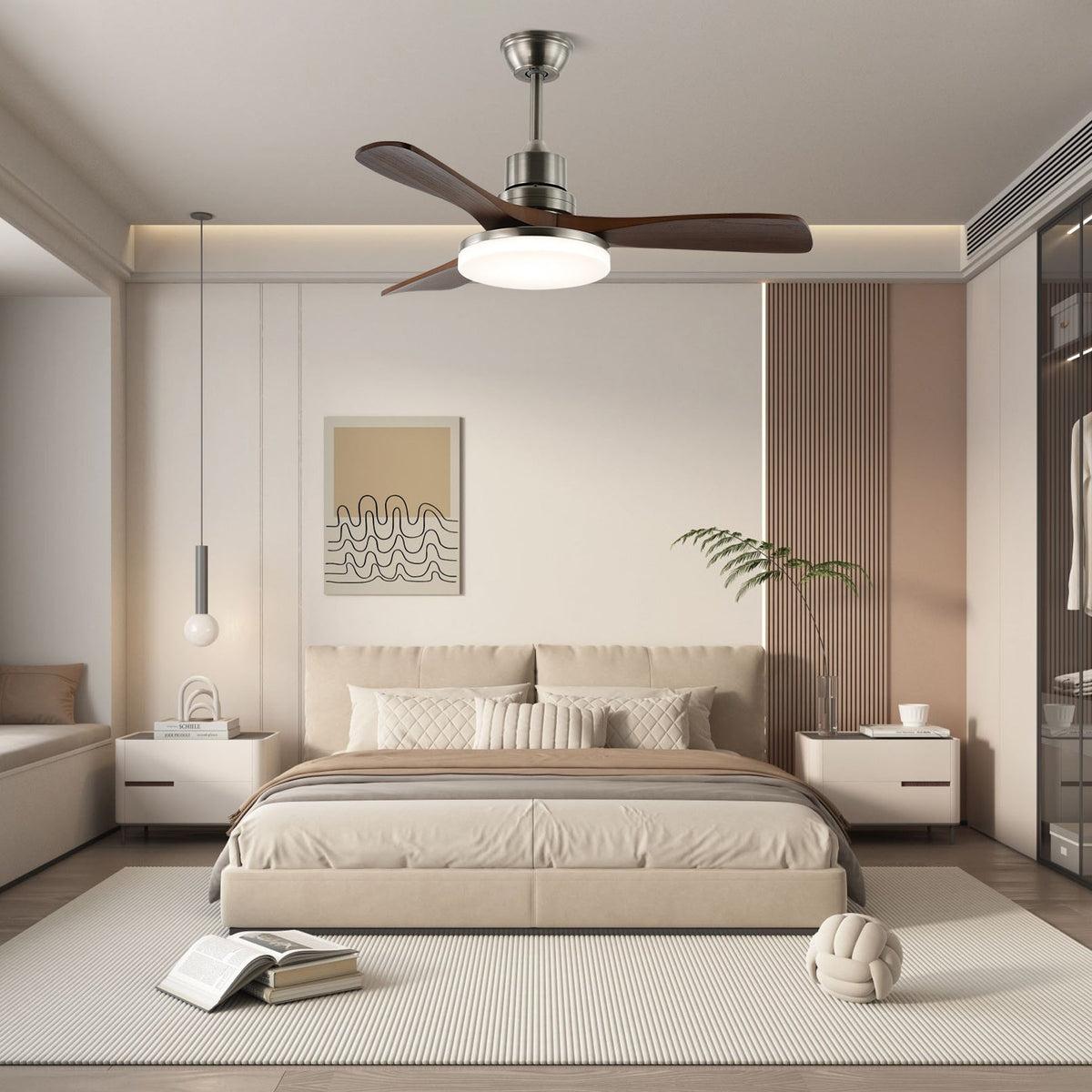 Rininena Deckenventilator mit Beleuchtung aus Holz