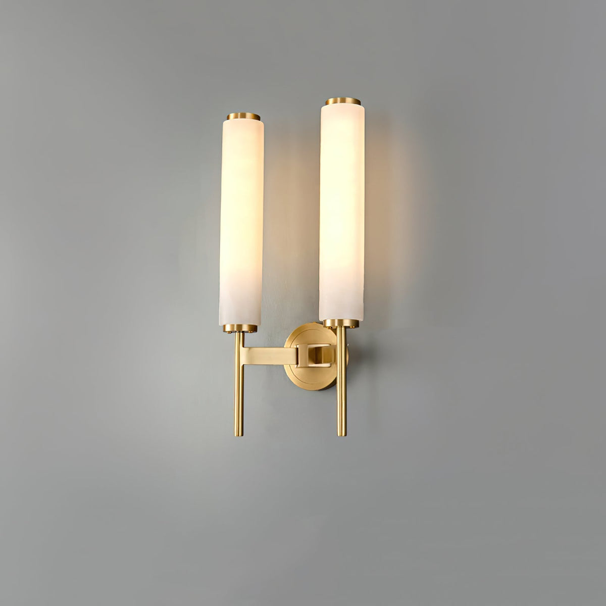 Jern Art-Déco-Wandleuchte aus Alabaster
