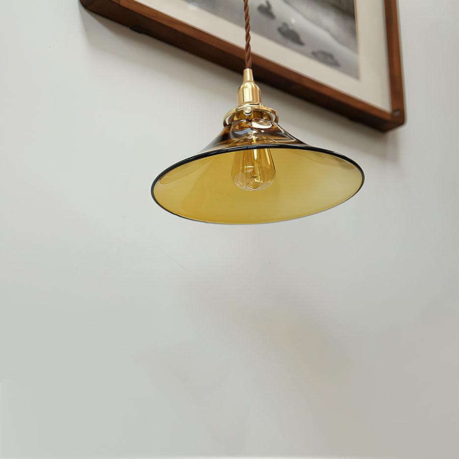 Pila Pendelleuchte Bernstein Glas Messing Vintage Essbereich