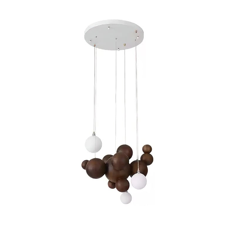 Elveraria Kronleuchter Holz & Acryl Blasenball-Cluster