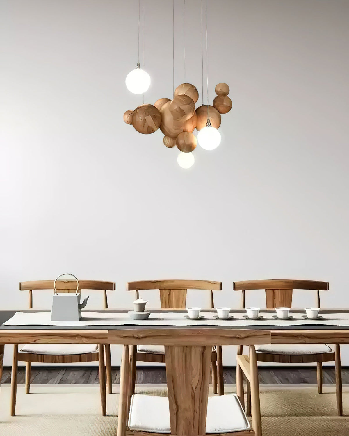Elveraria Kronleuchter Holz & Acryl Blasenball-Cluster