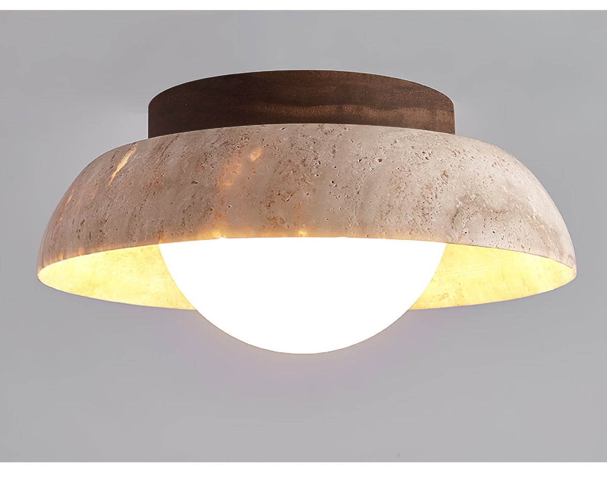 Anya Disc-Dome Travertine Deckenleuchte
