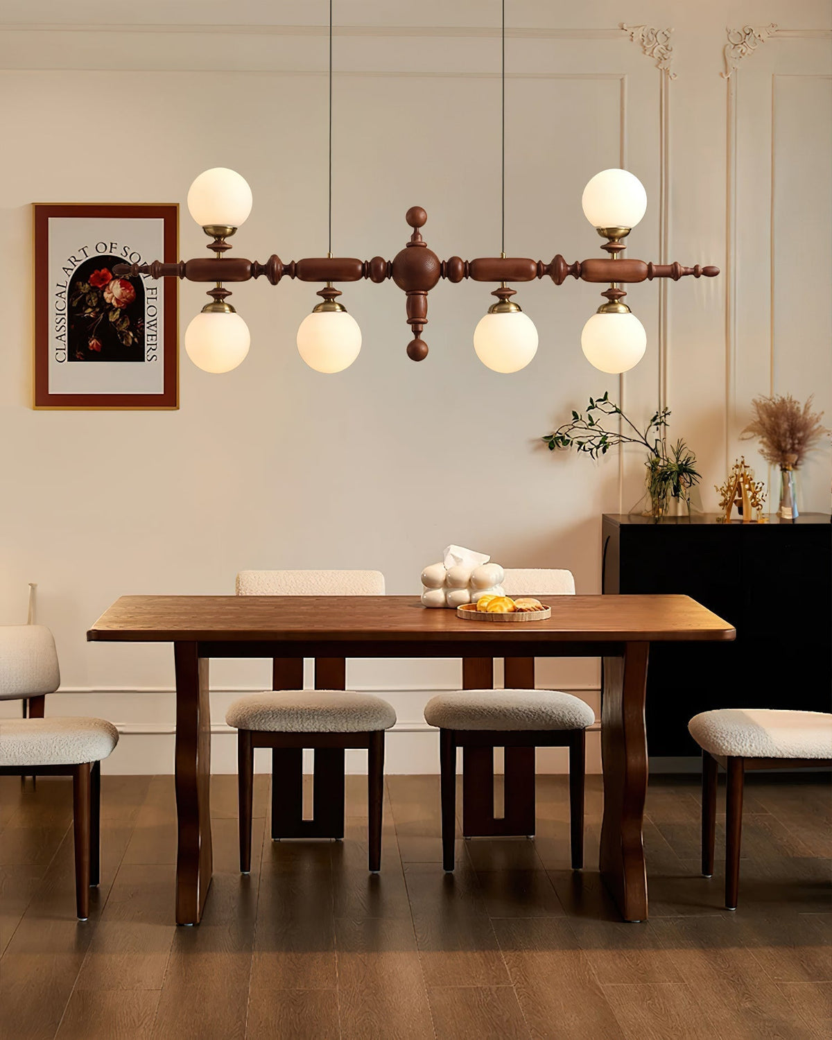 Isilira Classic Holz-Glas lineare Pendelleuchte
