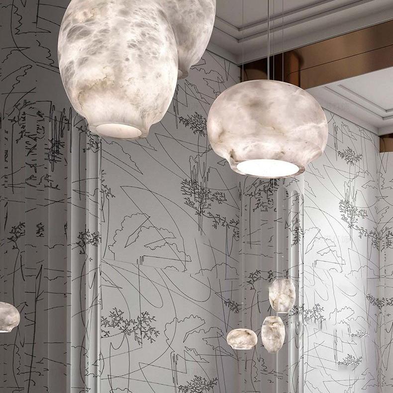 Thalia Minimalistische Alabaster-Pendelleuchte