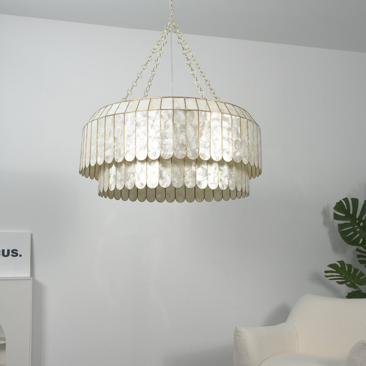 Holz Gold Muschel-Metall Aurelia Kronleuchter