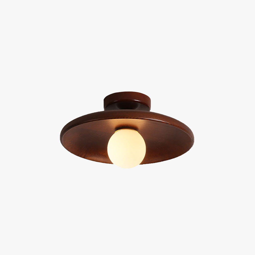 Arisha Modern LED Deckenleuchte Natur/Walnuss, Wohnzimmer, Glas Holz