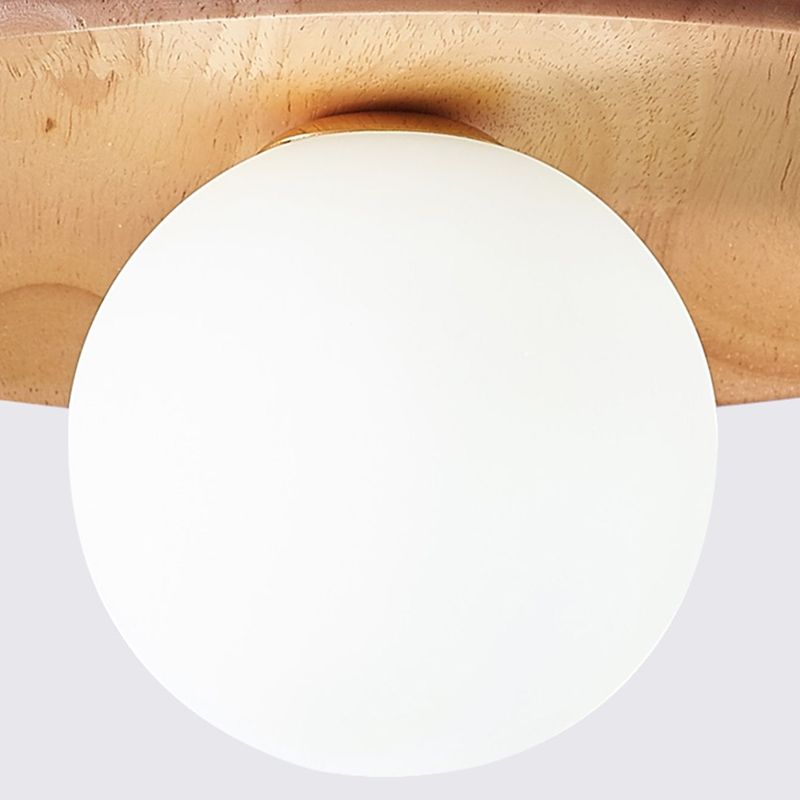 Arisha Modern LED Deckenleuchte Natur/Walnuss, Wohnzimmer, Glas Holz