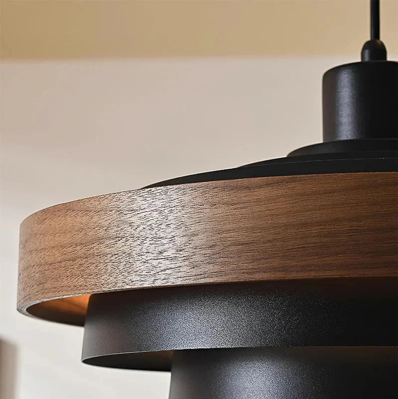Muto Modern Round Pendant Light Wood