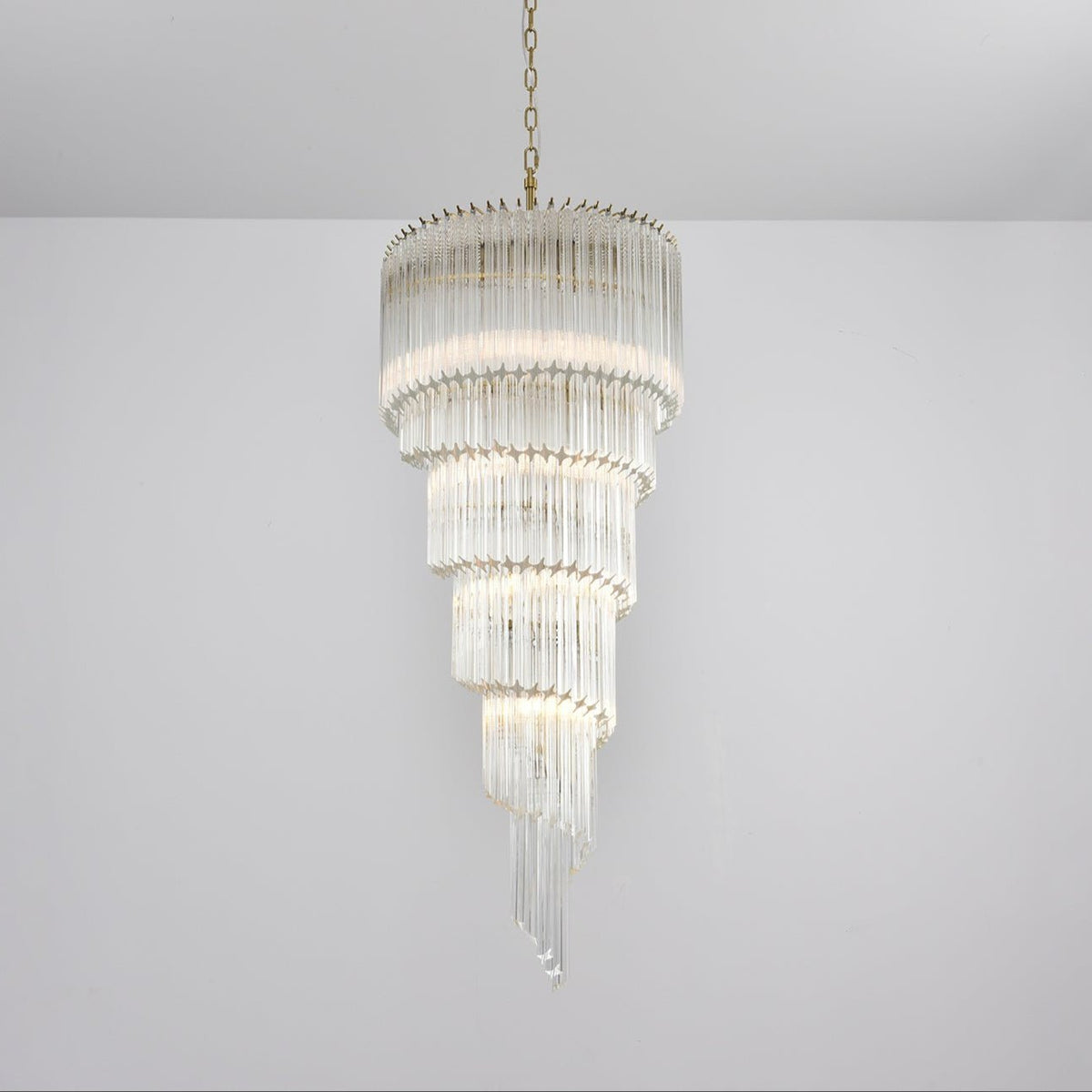 Paisley Kronleuchter aus transparentem Glas in Spiralform