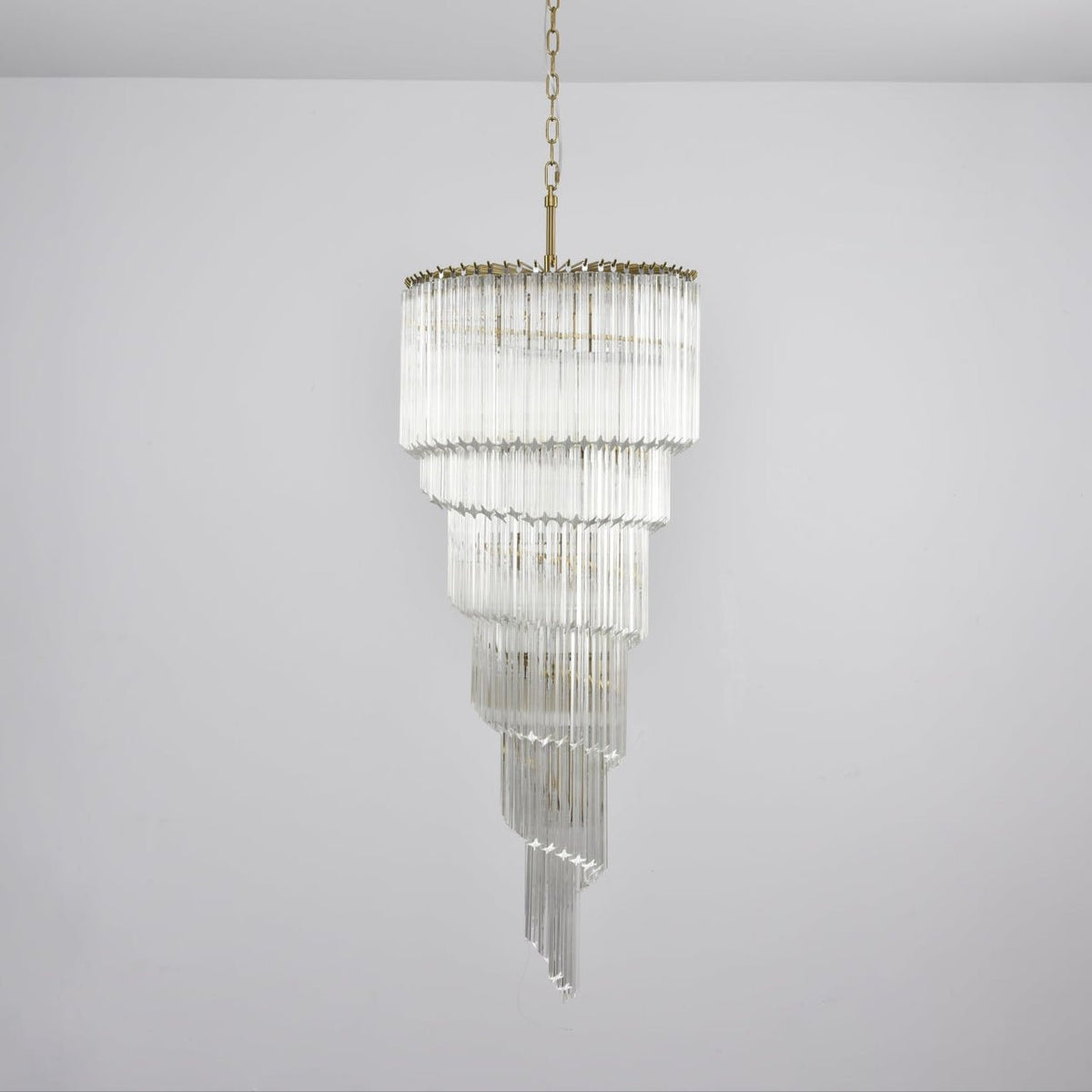 Paisley Kronleuchter aus transparentem Glas in Spiralform