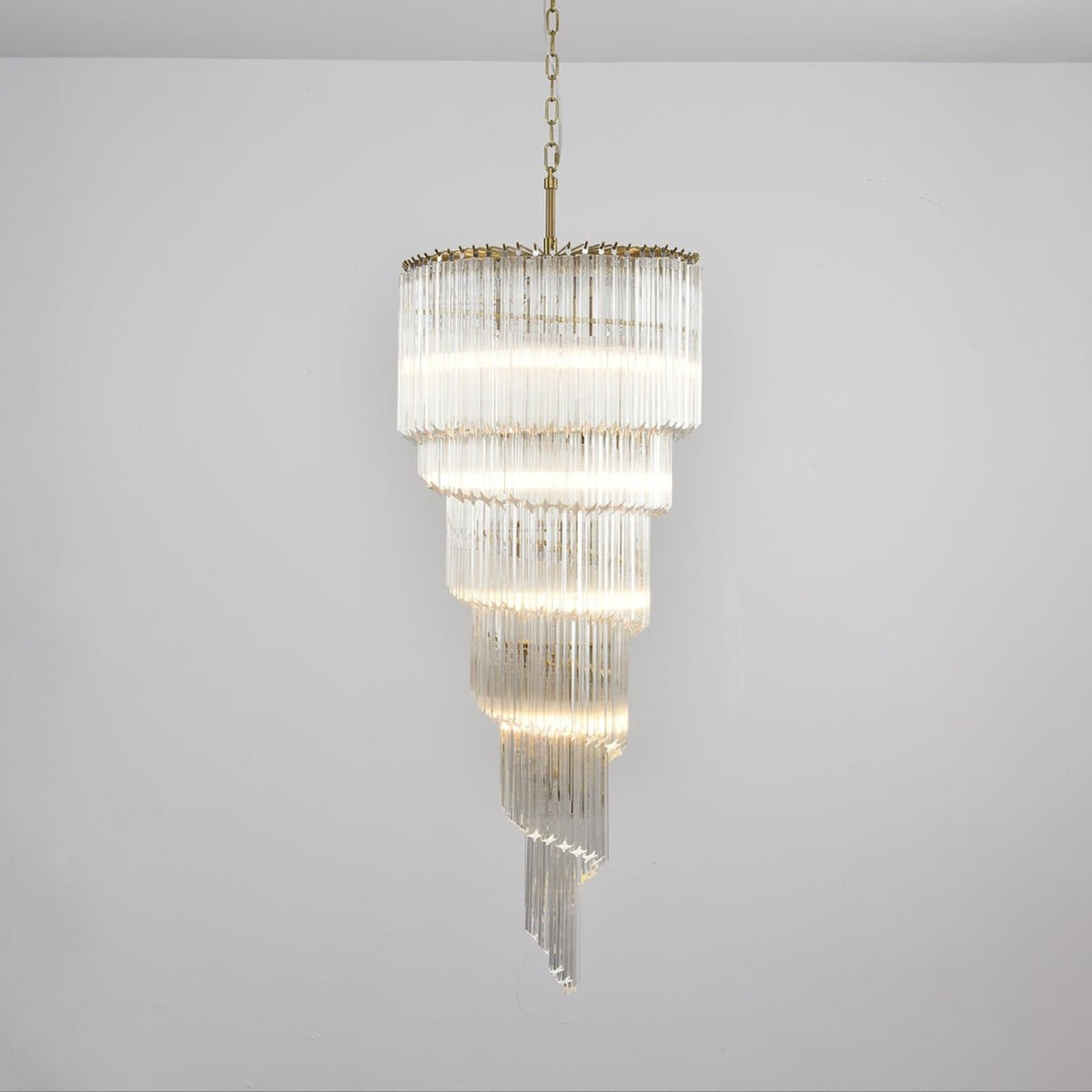 Paisley Kronleuchter aus transparentem Glas in Spiralform