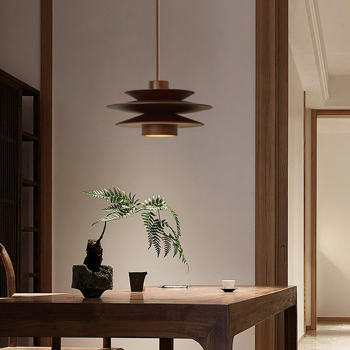 Elorda Pendelleuchte aus Holz im Retro-Stil