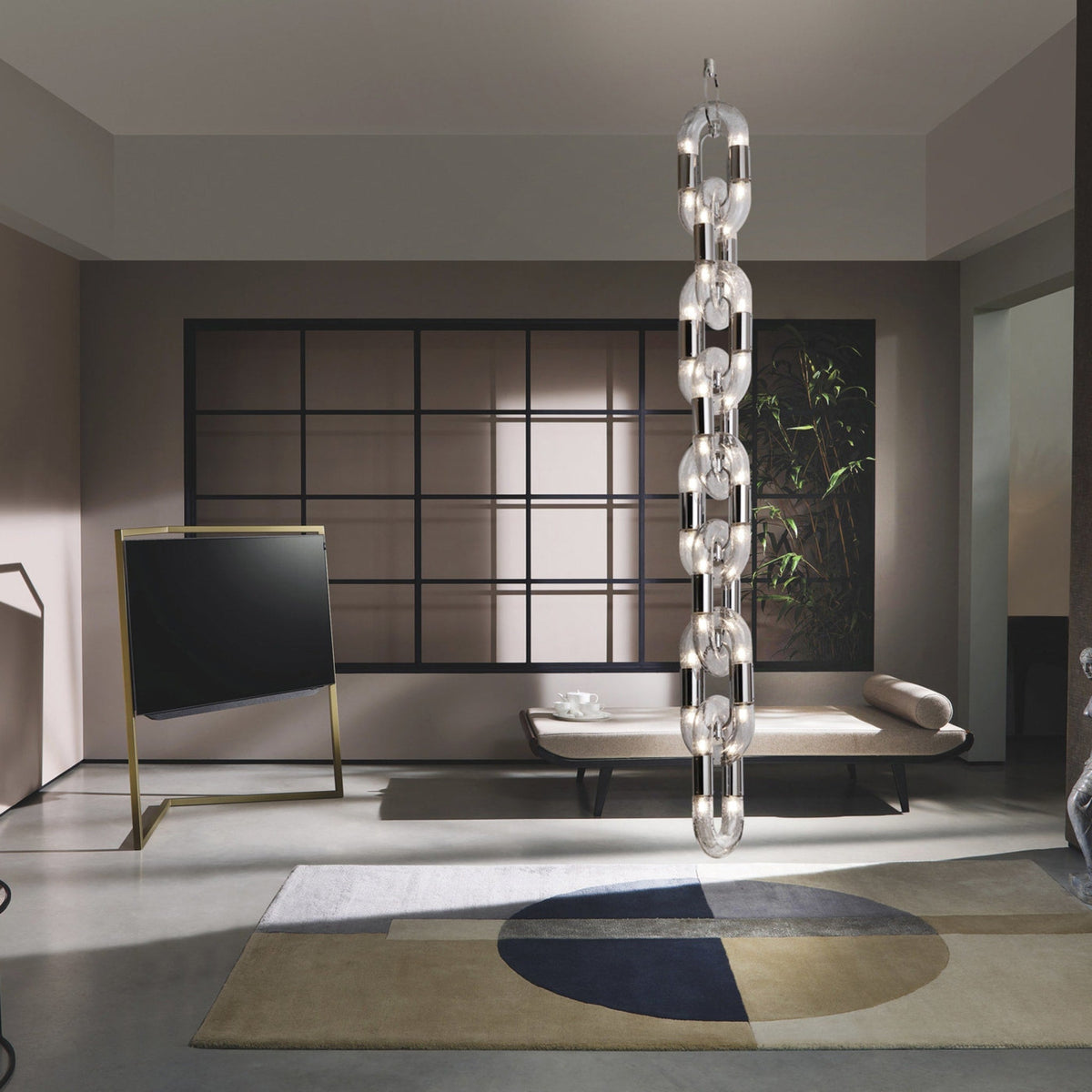 Pendelleuchte mit Kettenglied-Design aus Edelstahl im modernen Stil