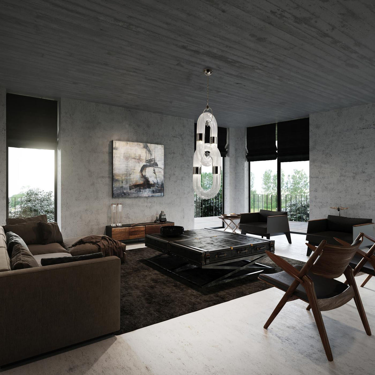 Pendelleuchte mit Kettenglied-Design aus Edelstahl im modernen Stil