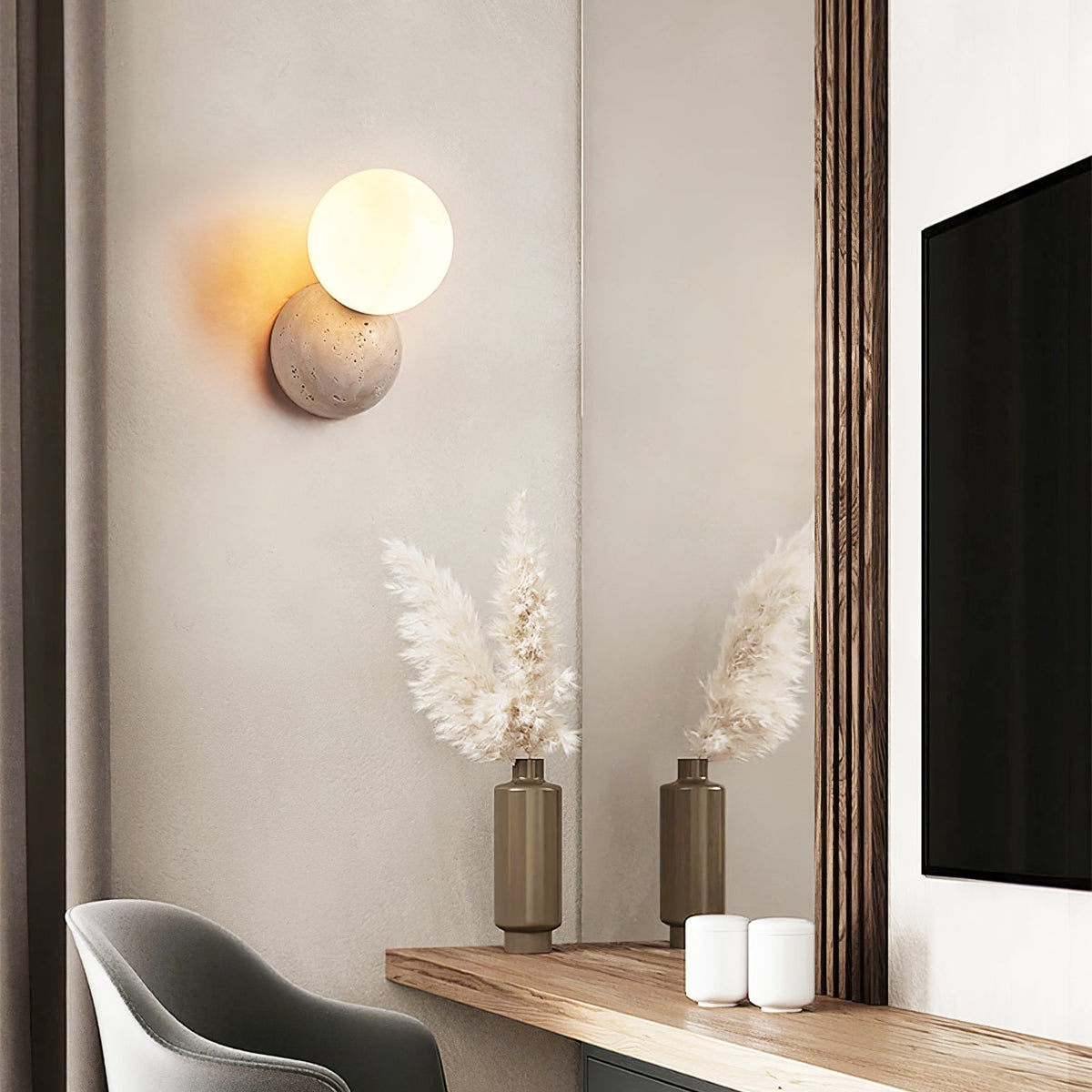 Cethair Travertine-Wandleuchte