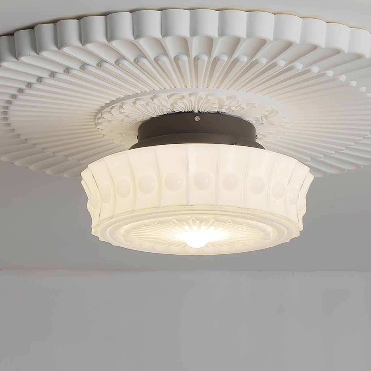 Veleraya Deckenleuchte Weiß Glas Blumenform für Wohnzimmer