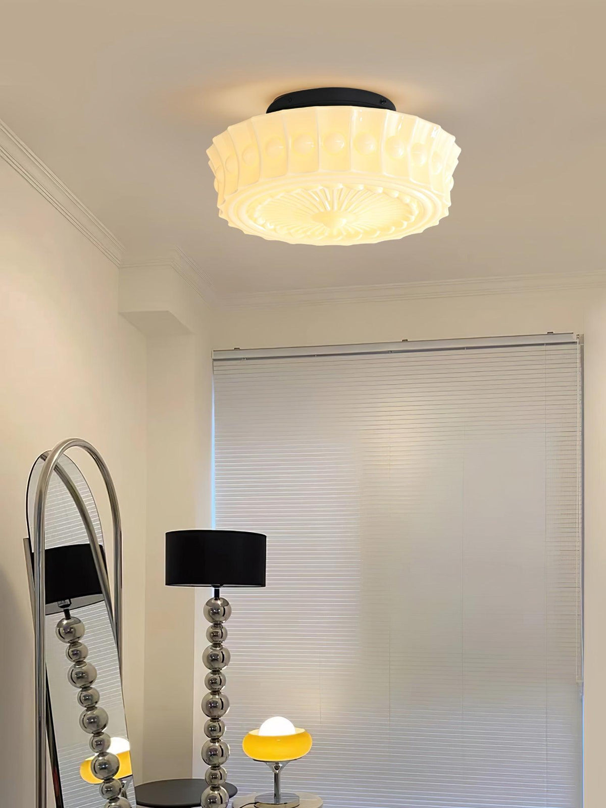 Veleraya Deckenleuchte Weiß Glas Blumenform für Wohnzimmer