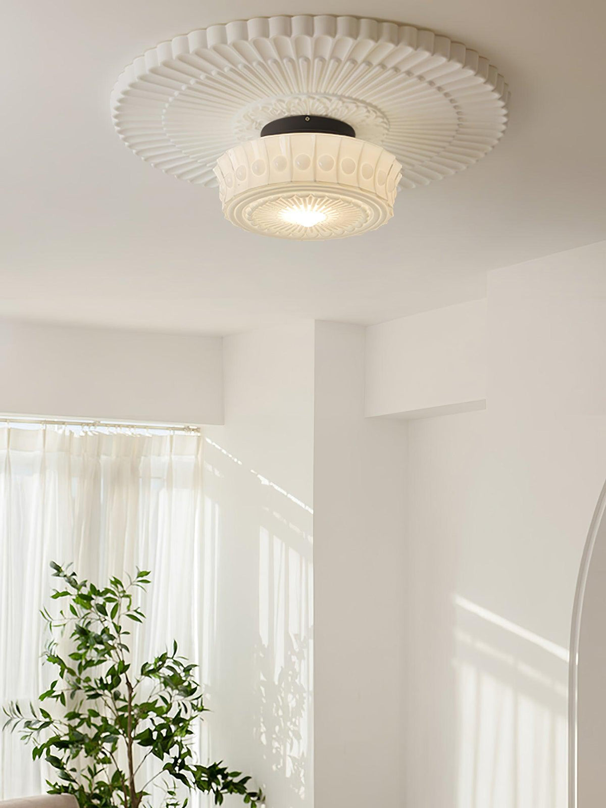 Veleraya Deckenleuchte Weiß Glas Blumenform für Wohnzimmer