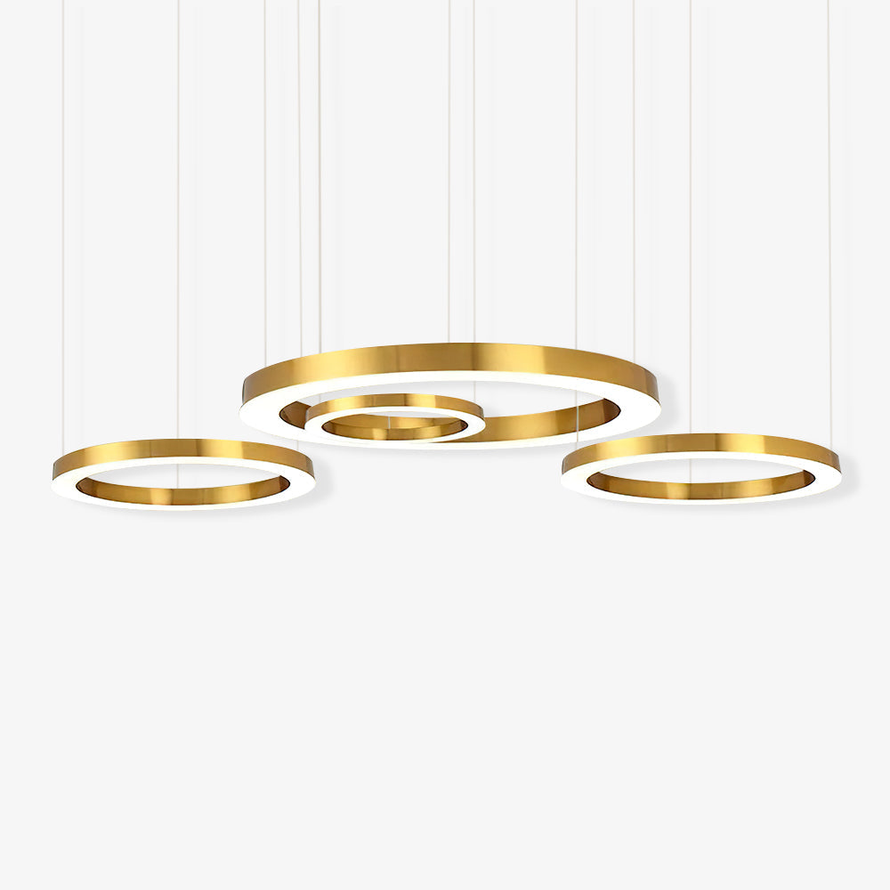 Dexlin Pendelleuchte LED-Ring Gold modern 3-Ring