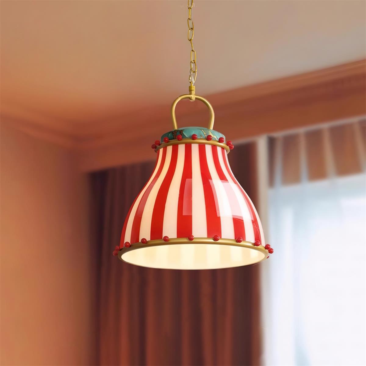 Red and Weiß stripes Glas Pendelleuchte
