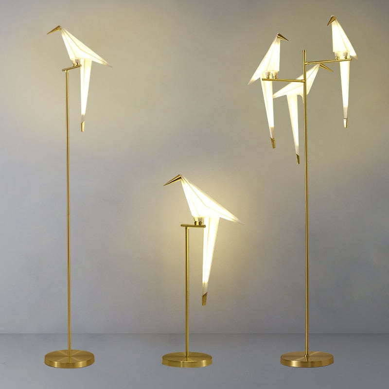 Arisha Vogel Tischlampe/Stehlampe, Gold, 1/2/3 Flammig, Metall, Schlafzimmer