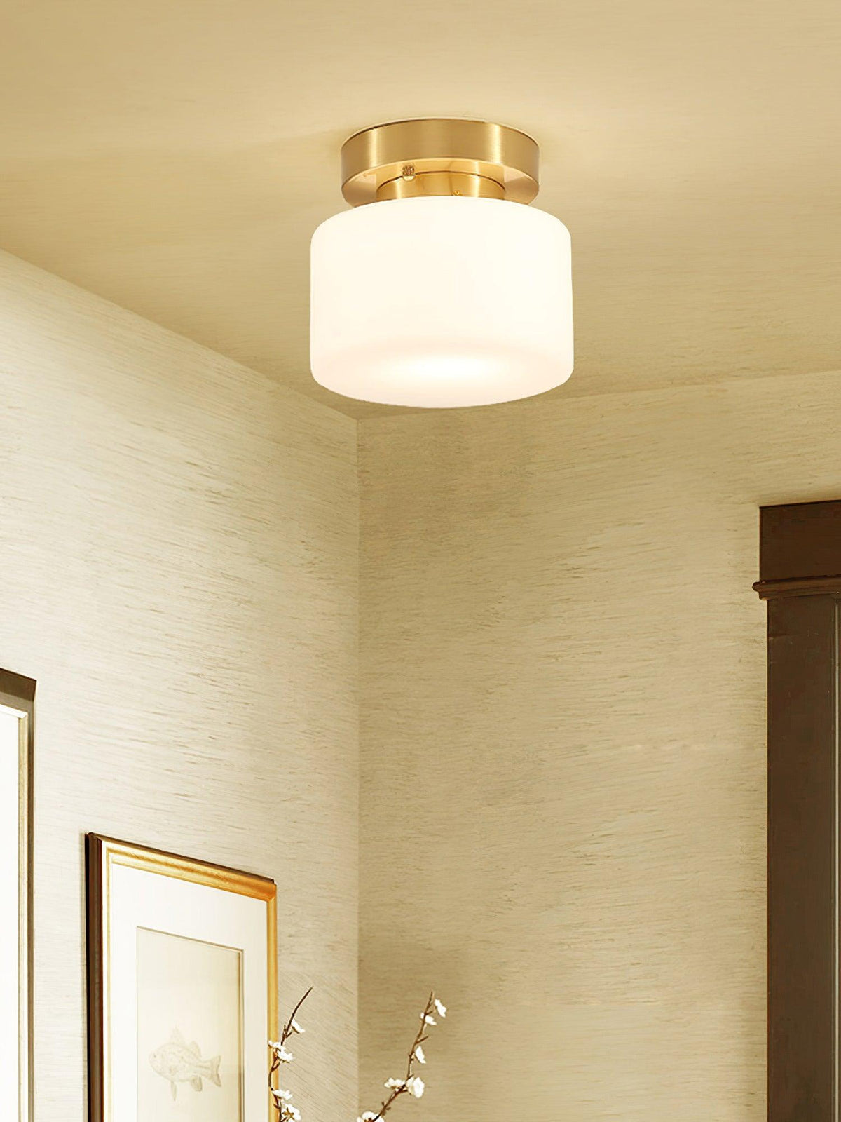 Elsilisra flache Deckenleuchte aus Messing mit Glas im skandinavischen Stil für Wohnzimmer