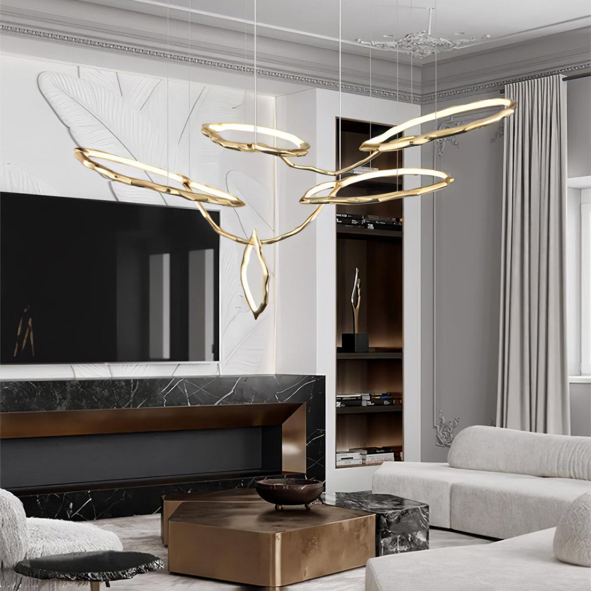 Aballs Kronleuchter Cloud Rings Series in Messing