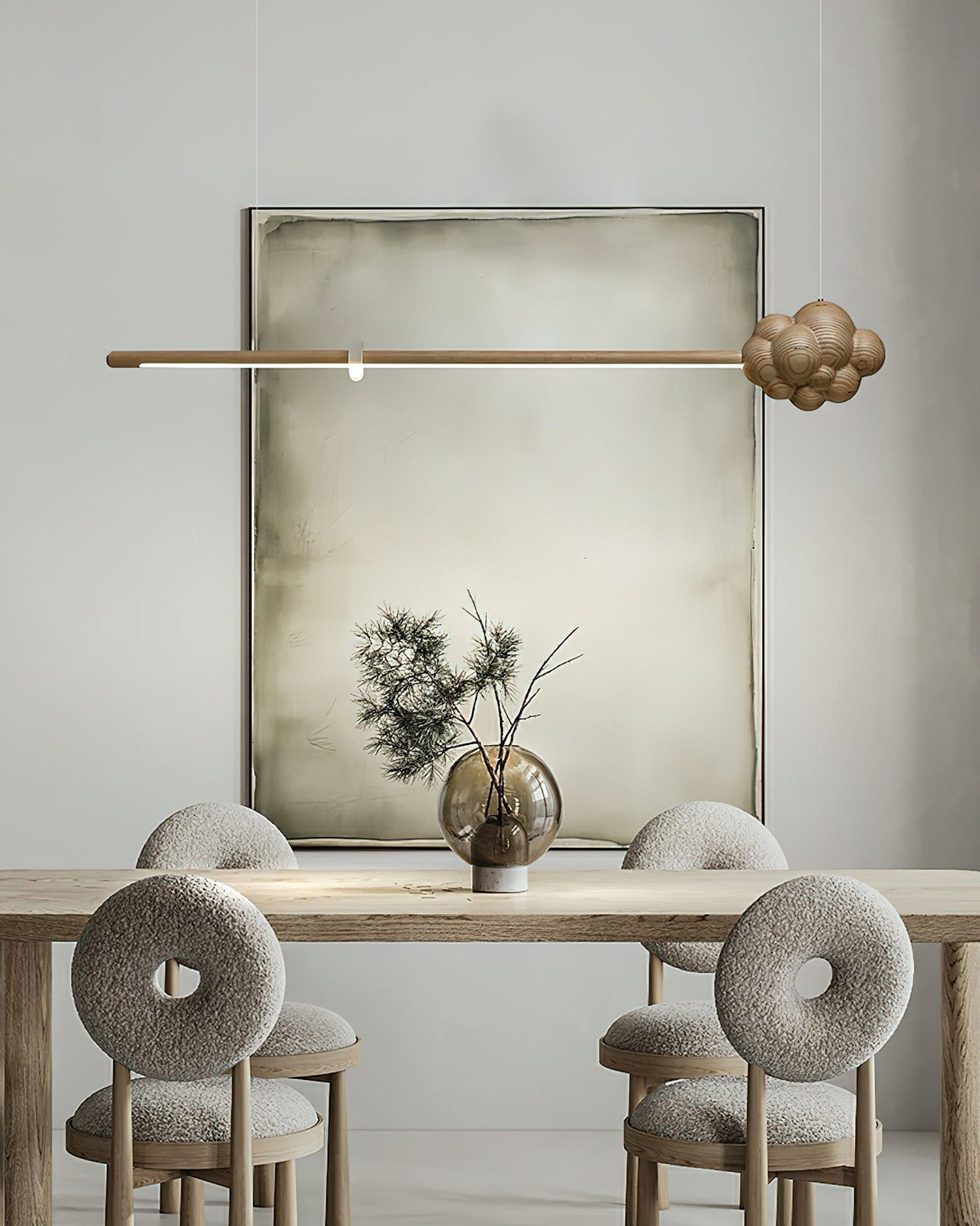 Sylisia Pendelleuchte Holzstab Wolke Minimalistisch