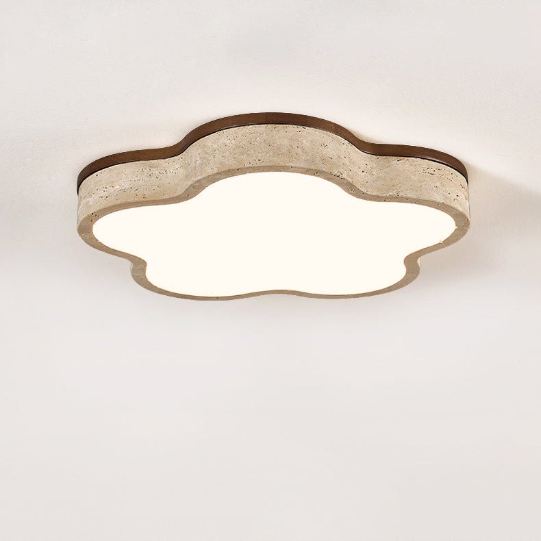 Yuki Marshmallow Five-Petal Cloudline Gelber Travertin Deckenleuchte