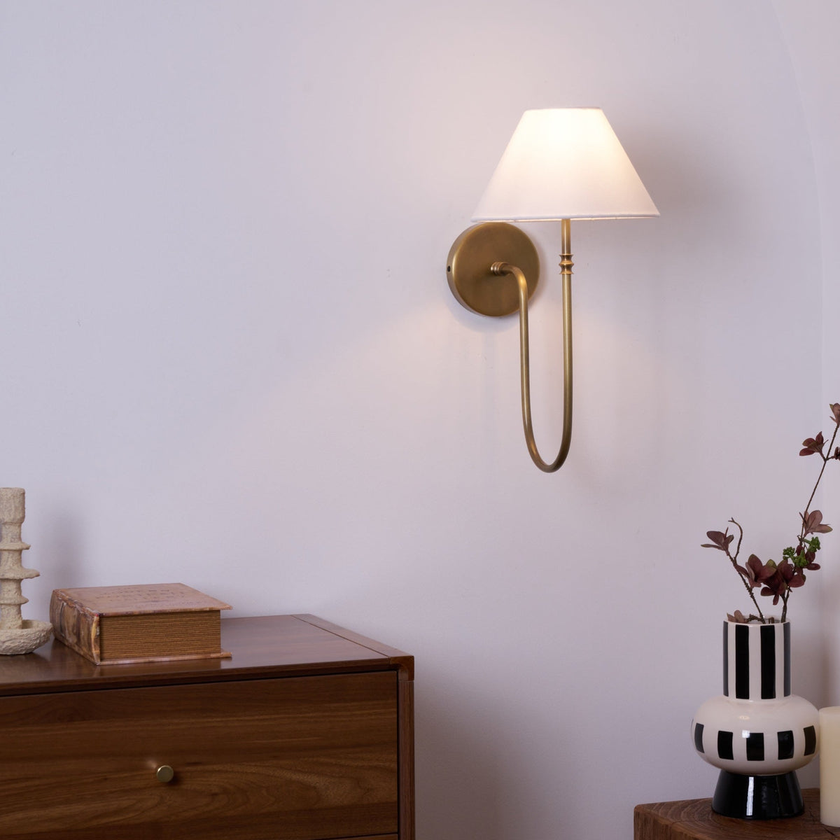 Devenq Vintage Industrial Stoff-Wandleuchte