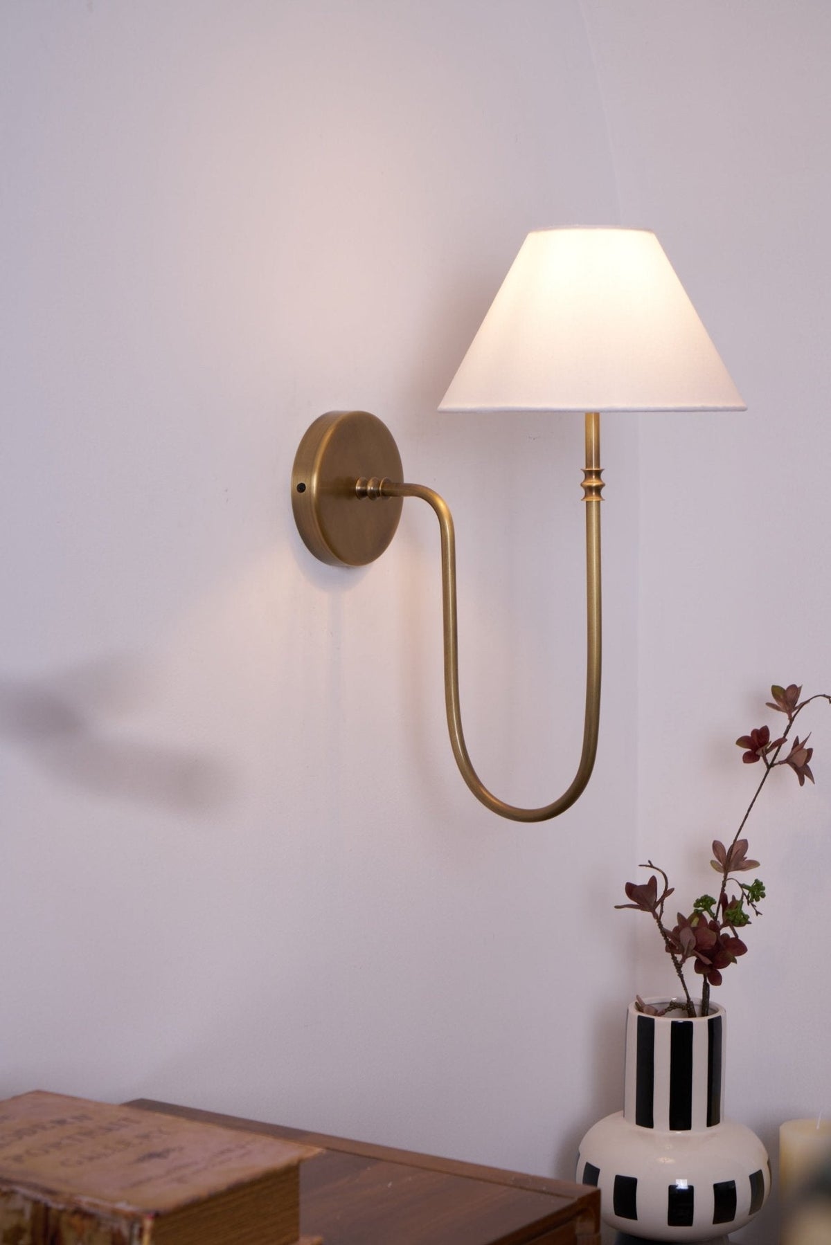 Devenq Vintage Industrial Stoff-Wandleuchte