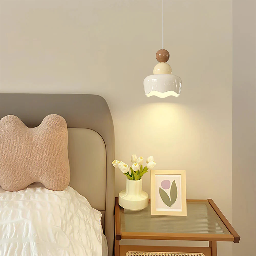 Valentina Design LED Pendelleuchte Creme Harz Schlaf/Wohnzimmer
