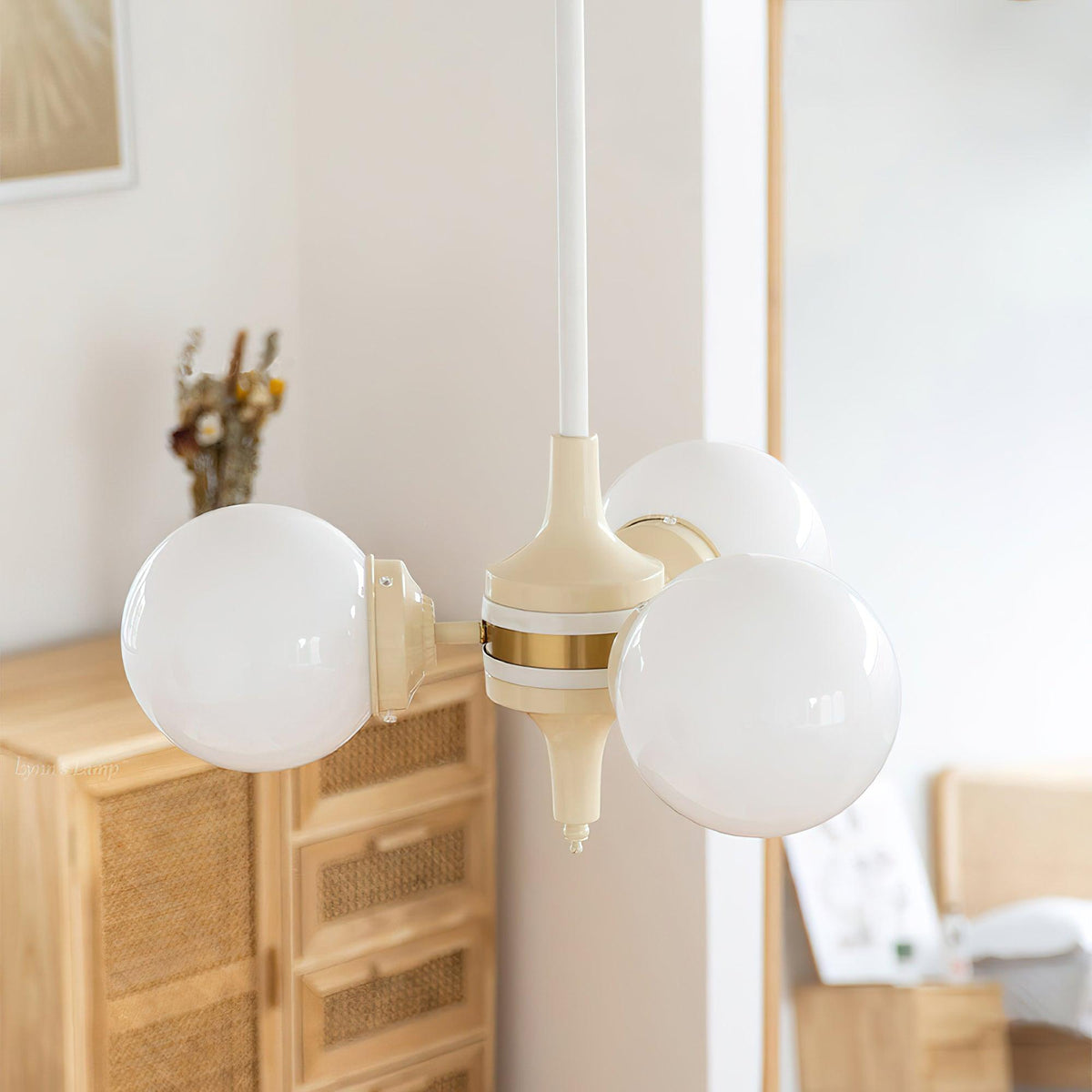 Elauian Kronleuchter Kugel Schirm Creme modern