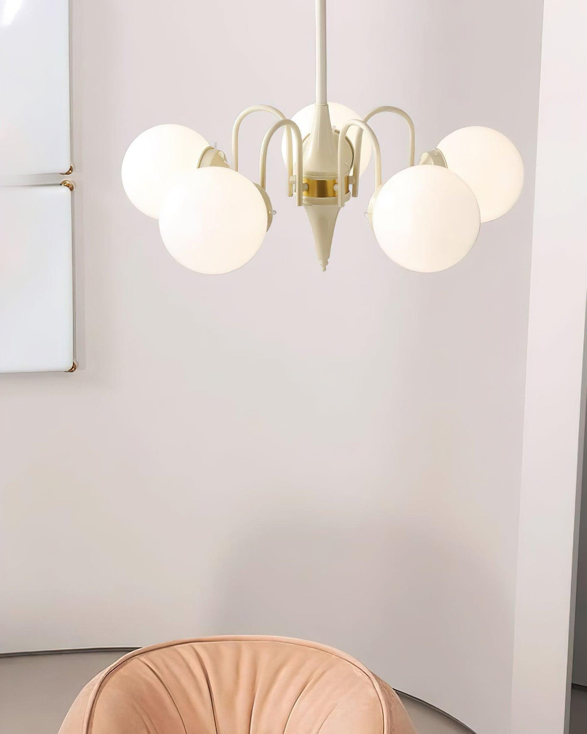 Elauian Kronleuchter Kugel Schirm Creme modern